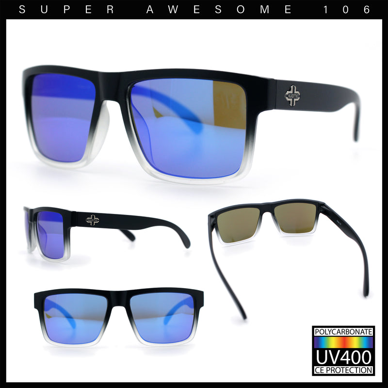 Mens Classic Suburb Urban Rectangular Sport Horn Rim Plastic Sunglasses