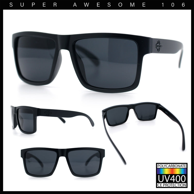 Mens Classic Suburb Urban Rectangular Sport Horn Rim Plastic Sunglasses