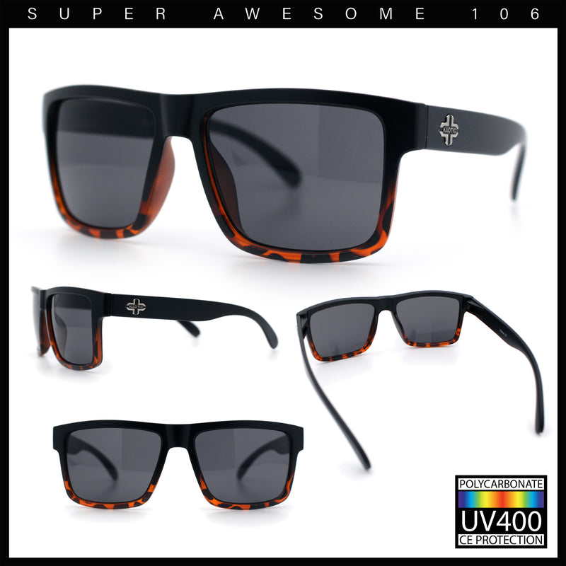 Mens Classic Suburb Urban Rectangular Sport Horn Rim Plastic Sunglasses
