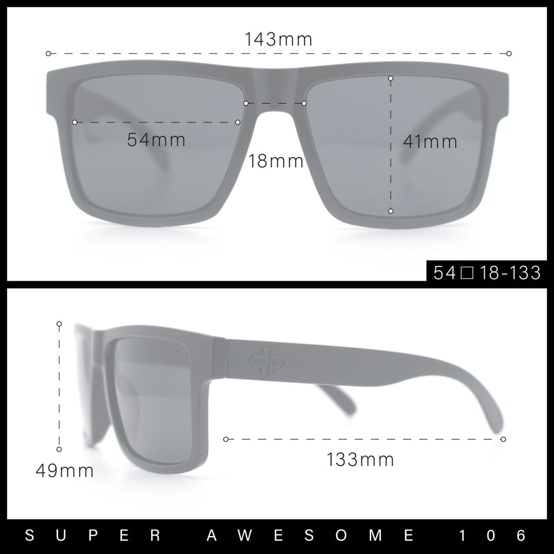 Mens Classic Suburb Urban Rectangular Sport Horn Rim Plastic Sunglasses