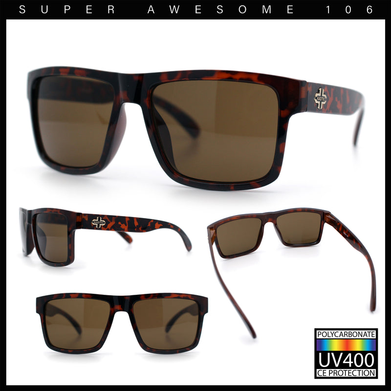 Mens Classic Suburb Urban Rectangular Sport Horn Rim Plastic Sunglasses