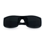 Mens Marijuana Pot Leaf Emblem Hoodlum Rectangle Super Dark Limo All Black Sunglasses