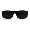 Mens Marijuana Pot Leaf Emblem Hoodlum Rectangle Super Dark Limo All Black Sunglasses