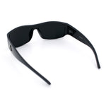 Mens Marijuana Pot Leaf Emblem Hoodlum Rectangle Super Dark Limo All Black Sunglasses
