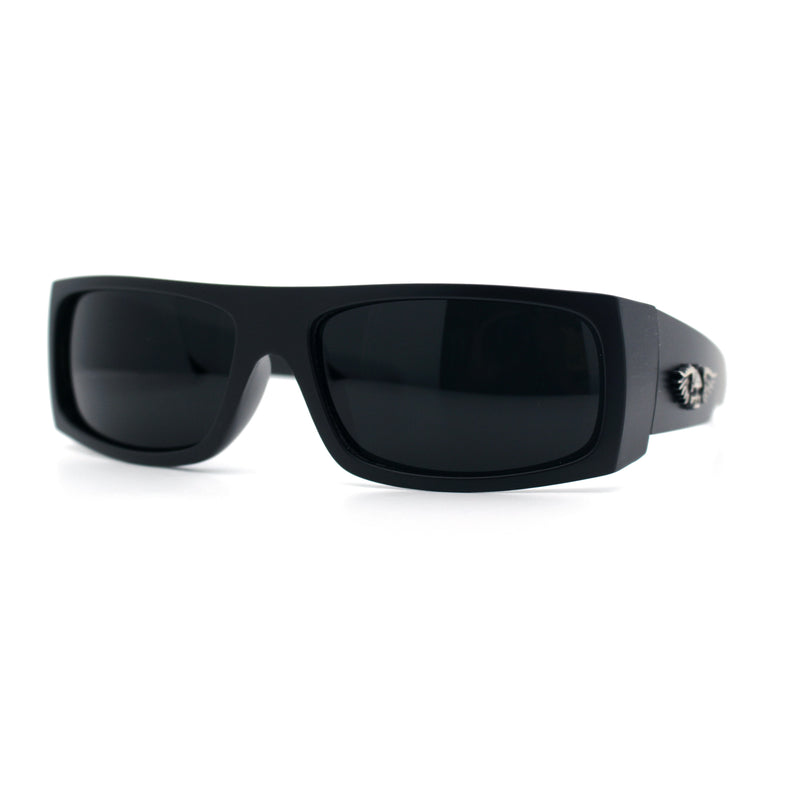 Mens Skull Wing Squared Narrow Rectangle 90s Mad Dog Biker Shade Sunglasses