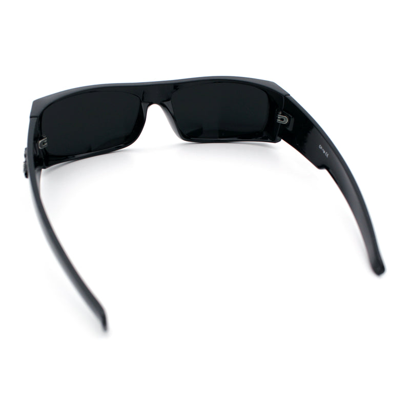 Mens Skull Wing Squared Narrow Rectangle 90s Mad Dog Biker Shade Sunglasses