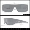 Mens Skull Wing Squared Narrow Rectangle 90s Mad Dog Biker Shade Sunglasses