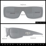 Mens Skull Wing Squared Narrow Rectangle 90s Mad Dog Biker Shade Sunglasses