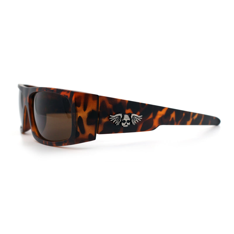 Mens Skull Wing Squared Narrow Rectangle 90s Mad Dog Biker Shade Sunglasses