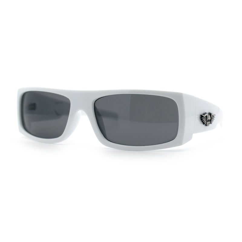 Mens Skull Wing Squared Narrow Rectangle 90s Mad Dog Biker Shade Sunglasses