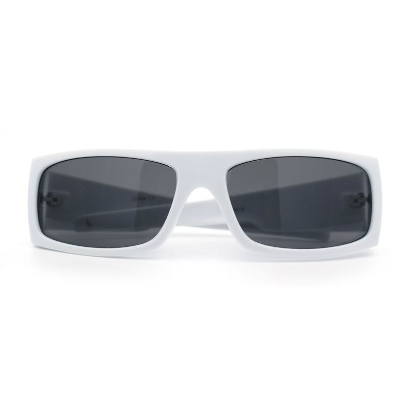 Mens Skull Wing Squared Narrow Rectangle 90s Mad Dog Biker Shade Sunglasses