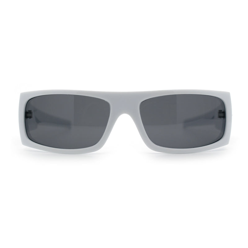 Mens Skull Wing Squared Narrow Rectangle 90s Mad Dog Biker Shade Sunglasses