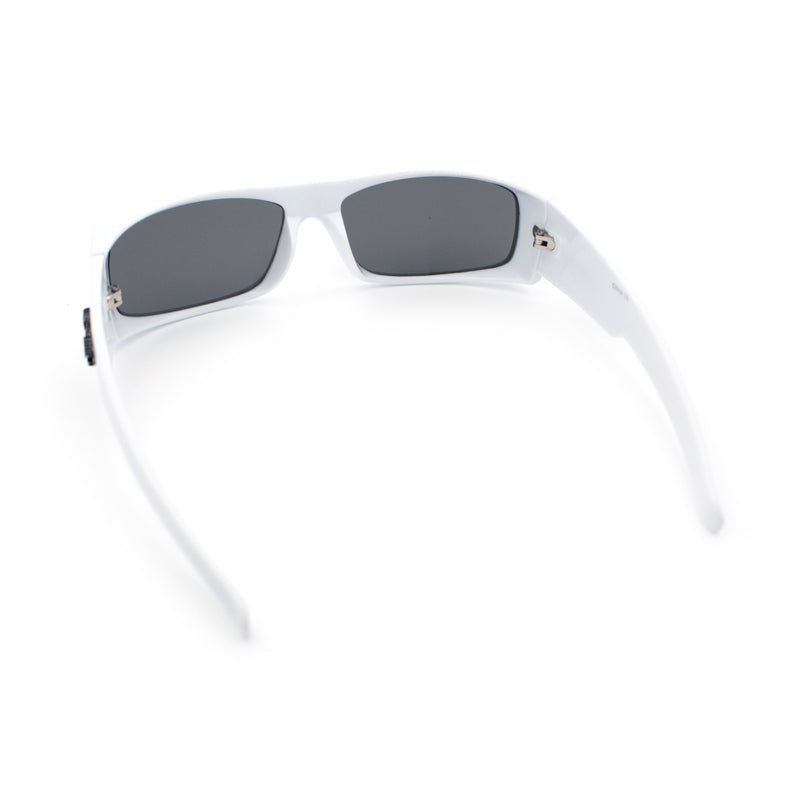 Mens Skull Wing Squared Narrow Rectangle 90s Mad Dog Biker Shade Sunglasses