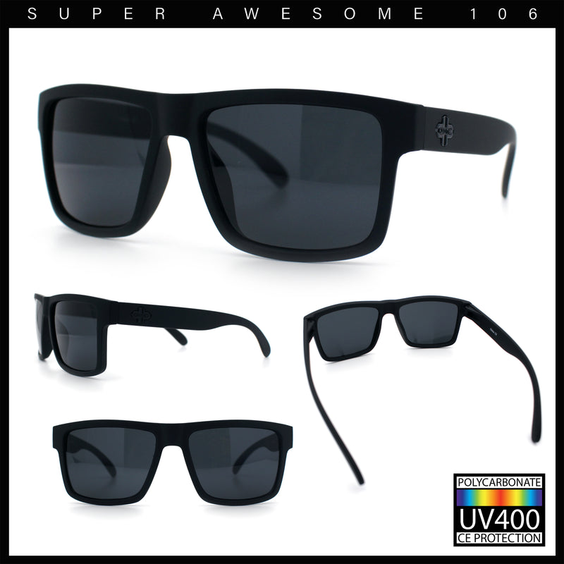 Mens Iconic Horn Rim Oversized Rectangle Urban Plastic Sunglasses