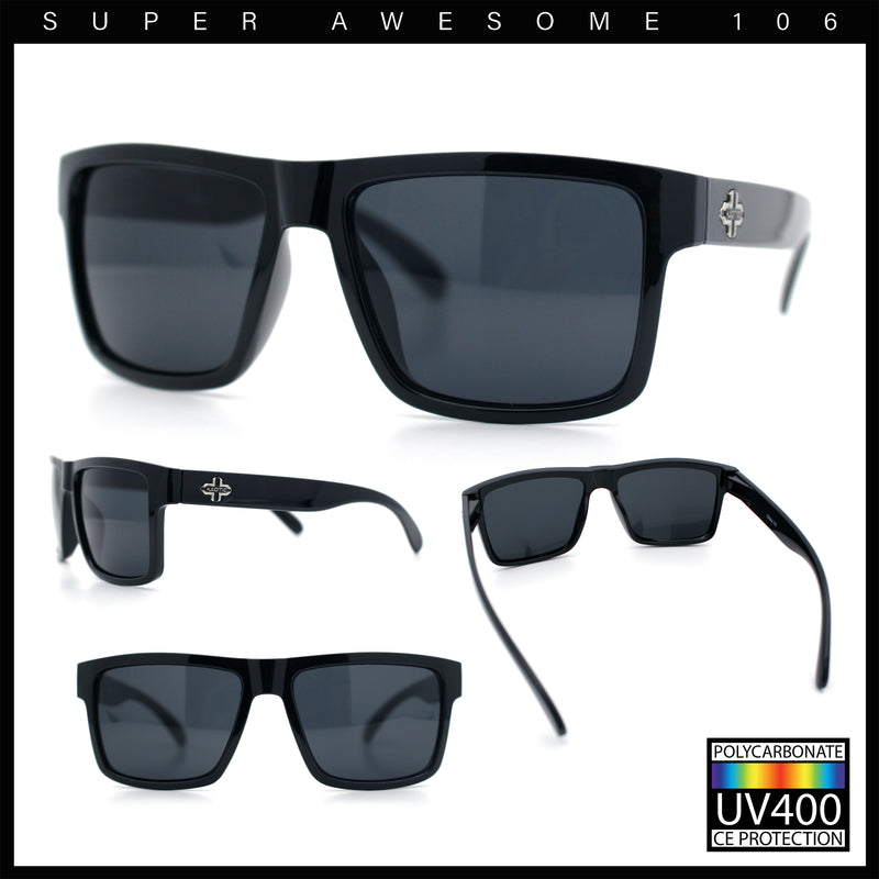 Mens Iconic Horn Rim Oversized Rectangle Urban Plastic Sunglasses