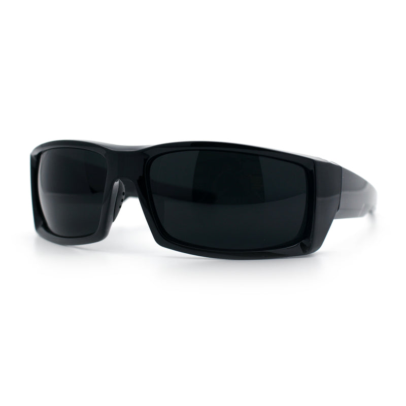 Mens 90s Wrap Around Sport Thick Plastic Classic Squared Sunglasses