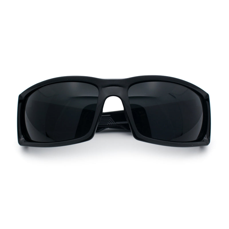 Mens 90s Wrap Around Sport Thick Plastic Classic Squared Sunglasses