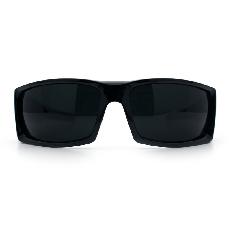 Mens 90s Wrap Around Sport Thick Plastic Classic Squared Sunglasses