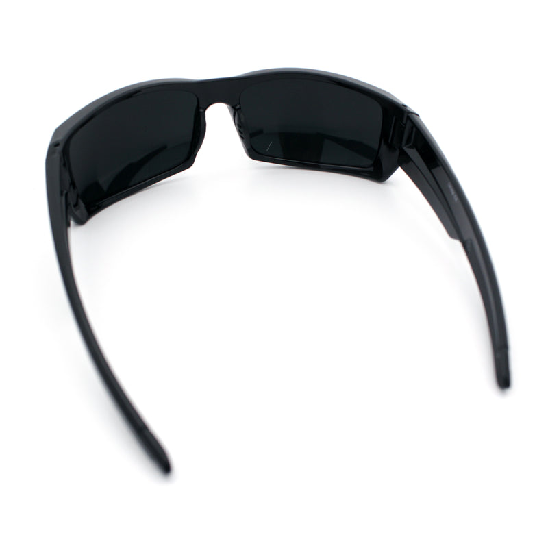 Mens 90s Wrap Around Sport Thick Plastic Classic Squared Sunglasses