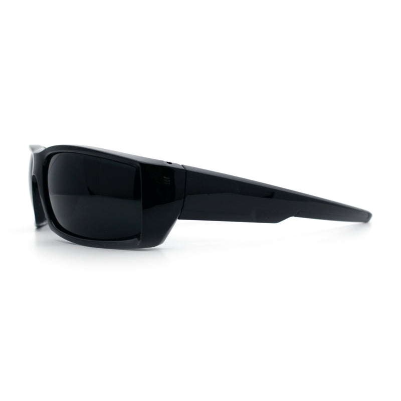 Mens 90s Wrap Around Sport Thick Plastic Classic Squared Sunglasses