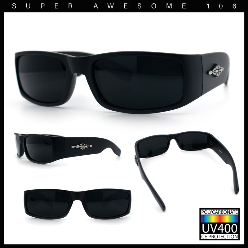 Mens Mad Dog Narrow Rectangle 90s Street Gangster Shade Sunglasses