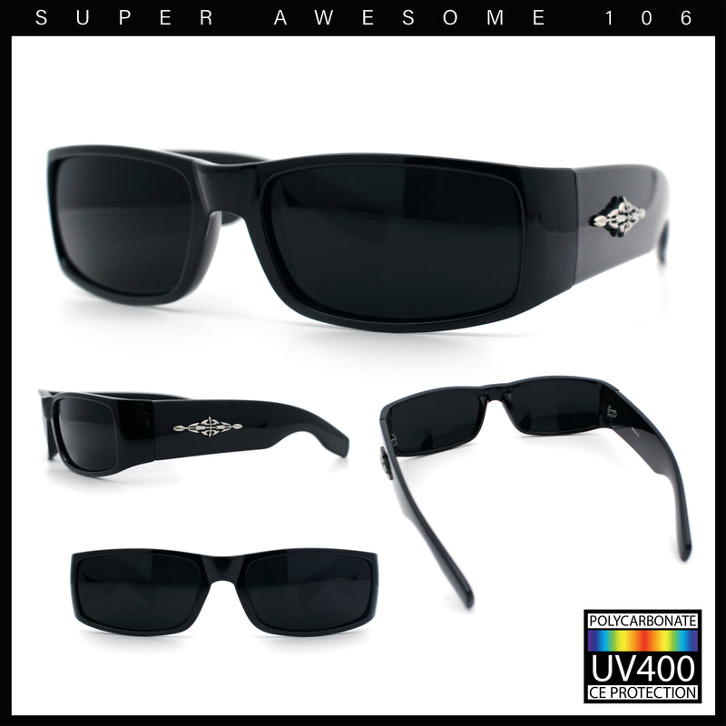 Mens Mad Dog Narrow Rectangle 90s Street Gangster Shade Sunglasses