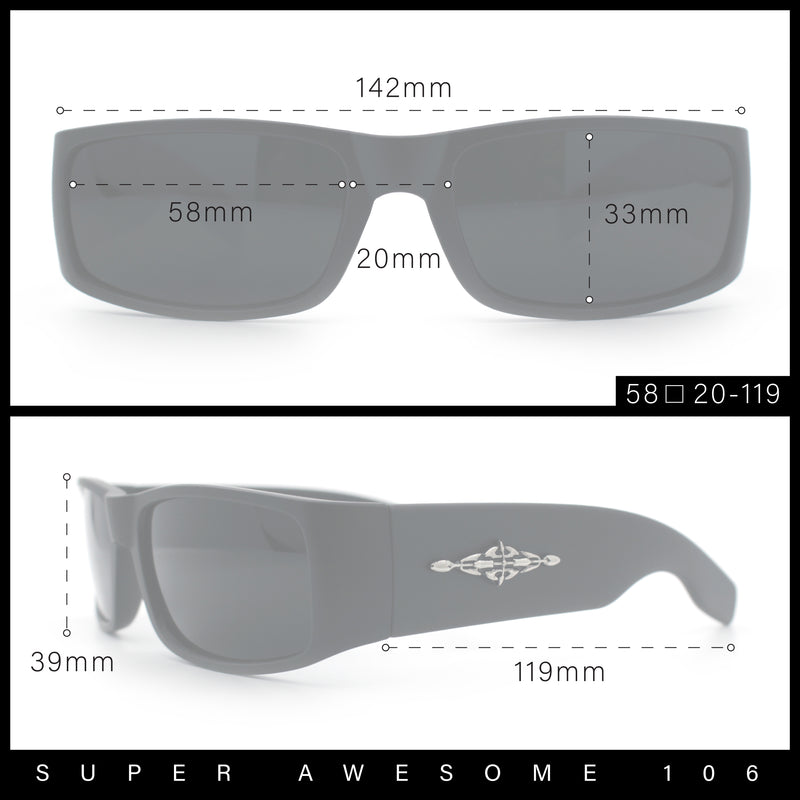 Mens Mad Dog Narrow Rectangle 90s Street Gangster Shade Sunglasses