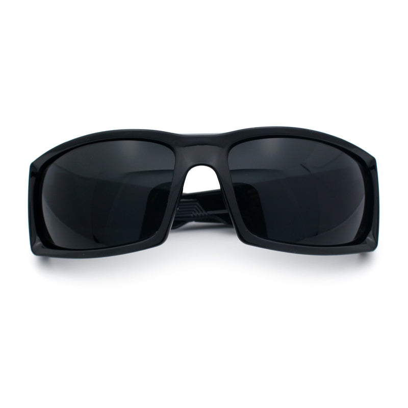Mens Lucky Charm Horse Shoe Emblem 90s Sport Wrap Plastic Sunglasses