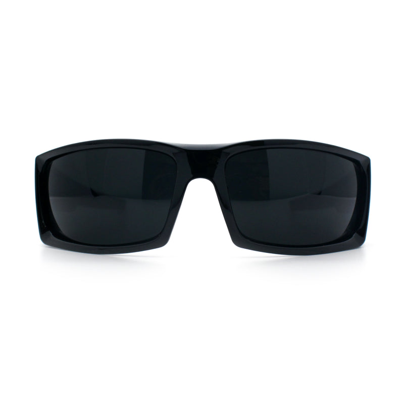 Mens Lucky Charm Horse Shoe Emblem 90s Sport Wrap Plastic Sunglasses