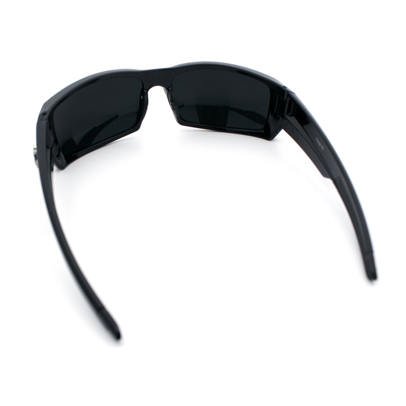 Mens Lucky Charm Horse Shoe Emblem 90s Sport Wrap Plastic Sunglasses