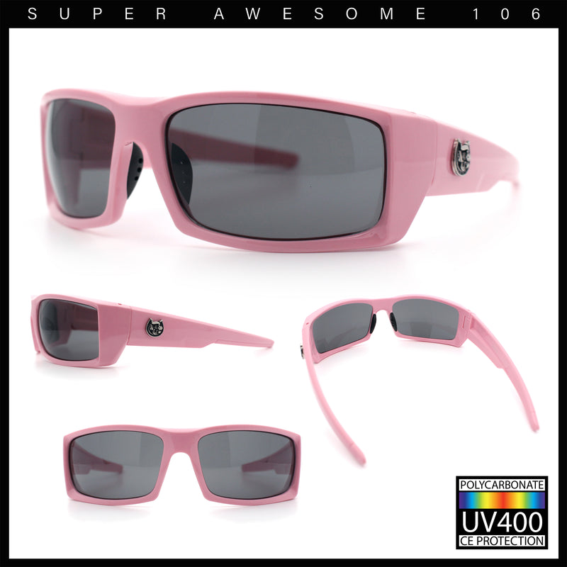 Mens Lucky Charm Horse Shoe Emblem 90s Sport Wrap Plastic Sunglasses