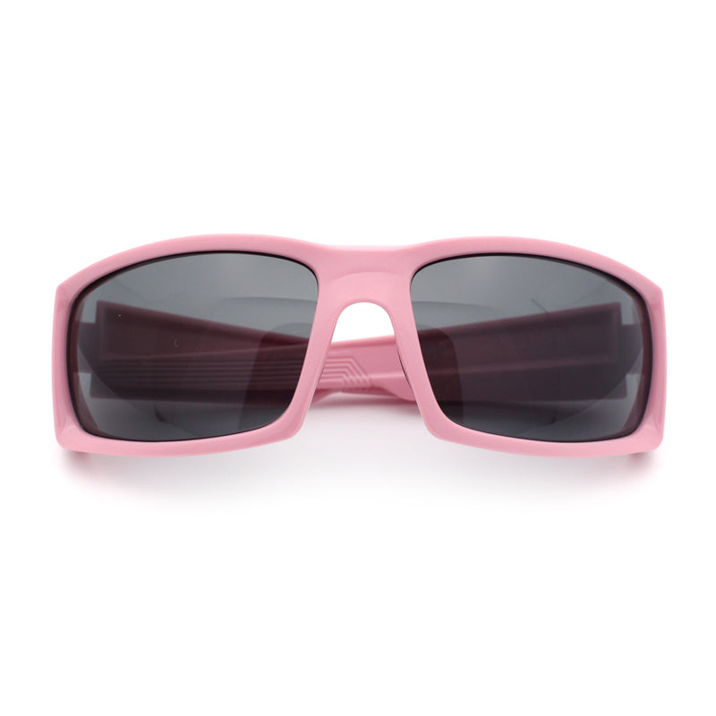 Mens Lucky Charm Horse Shoe Emblem 90s Sport Wrap Plastic Sunglasses