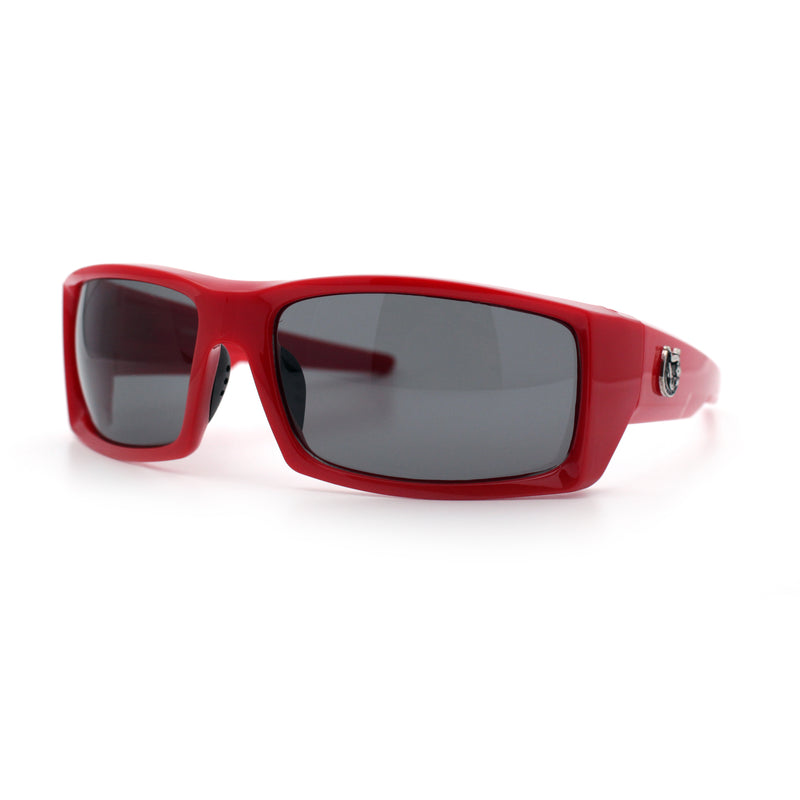 Mens Lucky Charm Horse Shoe Emblem 90s Sport Wrap Plastic Sunglasses