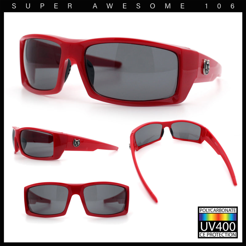 Mens Lucky Charm Horse Shoe Emblem 90s Sport Wrap Plastic Sunglasses