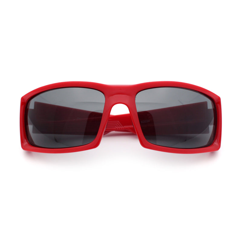 Mens Lucky Charm Horse Shoe Emblem 90s Sport Wrap Plastic Sunglasses