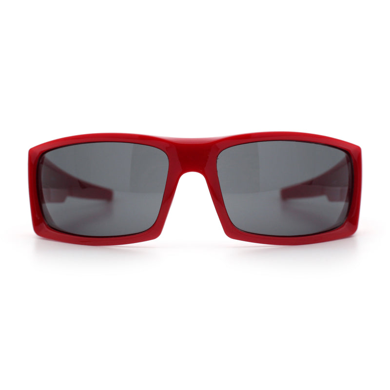 Mens Lucky Charm Horse Shoe Emblem 90s Sport Wrap Plastic Sunglasses