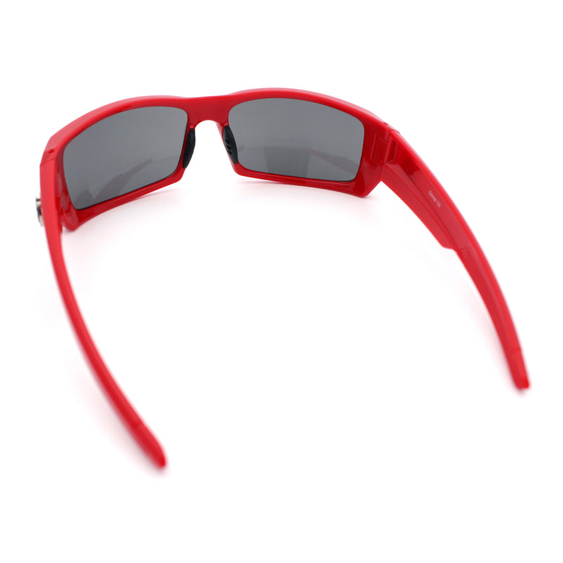 Mens Lucky Charm Horse Shoe Emblem 90s Sport Wrap Plastic Sunglasses