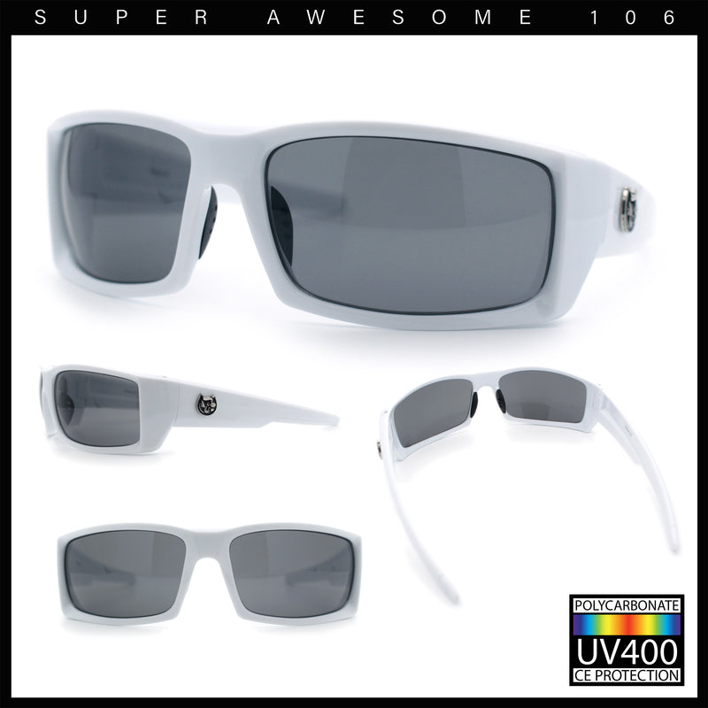 Mens Lucky Charm Horse Shoe Emblem 90s Sport Wrap Plastic Sunglasses