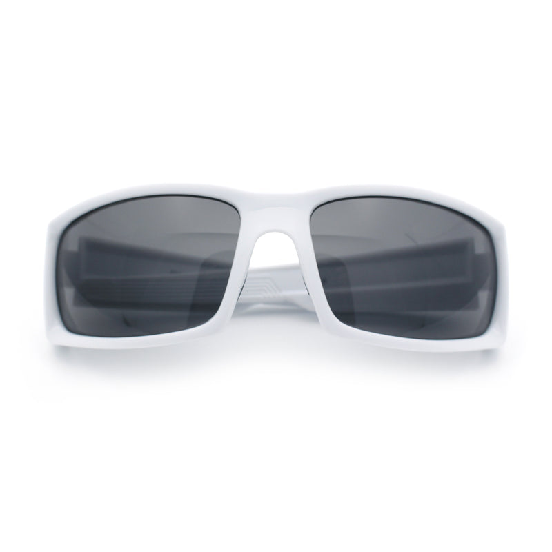 Mens Lucky Charm Horse Shoe Emblem 90s Sport Wrap Plastic Sunglasses