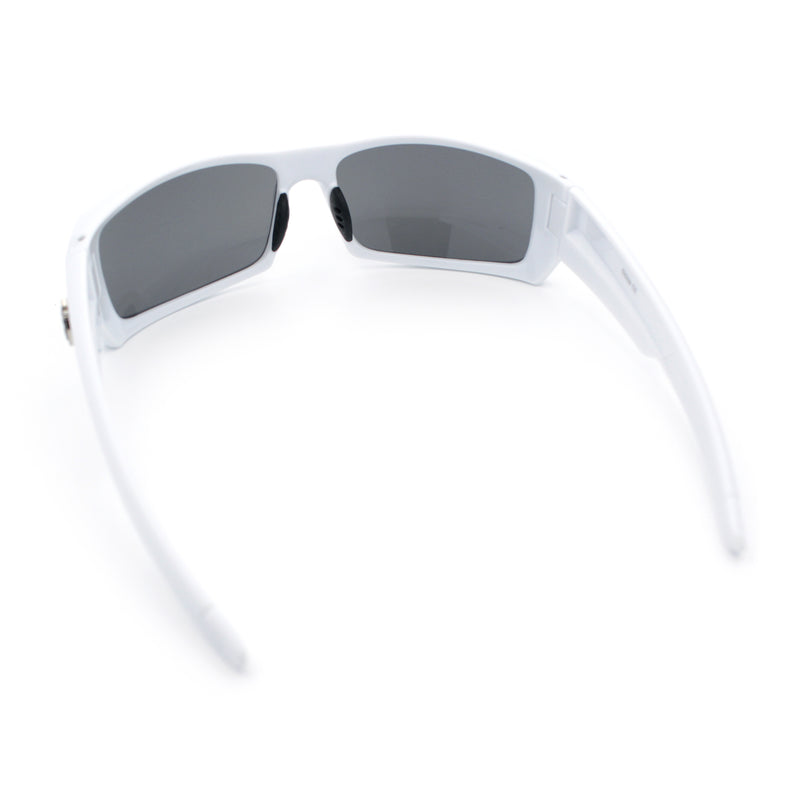 Mens Lucky Charm Horse Shoe Emblem 90s Sport Wrap Plastic Sunglasses