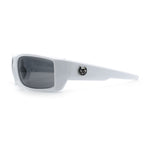 Mens Lucky Charm Horse Shoe Emblem 90s Sport Wrap Plastic Sunglasses
