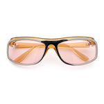 90s Style Flat Top Half Rim Narrow Rectangle Wrap Sport Sunglasses