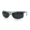 90s Style Flat Top Half Rim Narrow Rectangle Wrap Sport Sunglasses