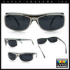 90s Style Flat Top Half Rim Narrow Rectangle Wrap Sport Sunglasses