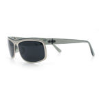 90s Style Flat Top Half Rim Narrow Rectangle Wrap Sport Sunglasses