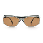90s Style Flat Top Half Rim Narrow Rectangle Wrap Sport Sunglasses