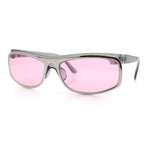 90s Style Flat Top Half Rim Narrow Rectangle Wrap Sport Sunglasses