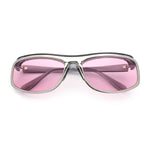 90s Style Flat Top Half Rim Narrow Rectangle Wrap Sport Sunglasses