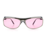 90s Style Flat Top Half Rim Narrow Rectangle Wrap Sport Sunglasses