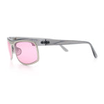 90s Style Flat Top Half Rim Narrow Rectangle Wrap Sport Sunglasses